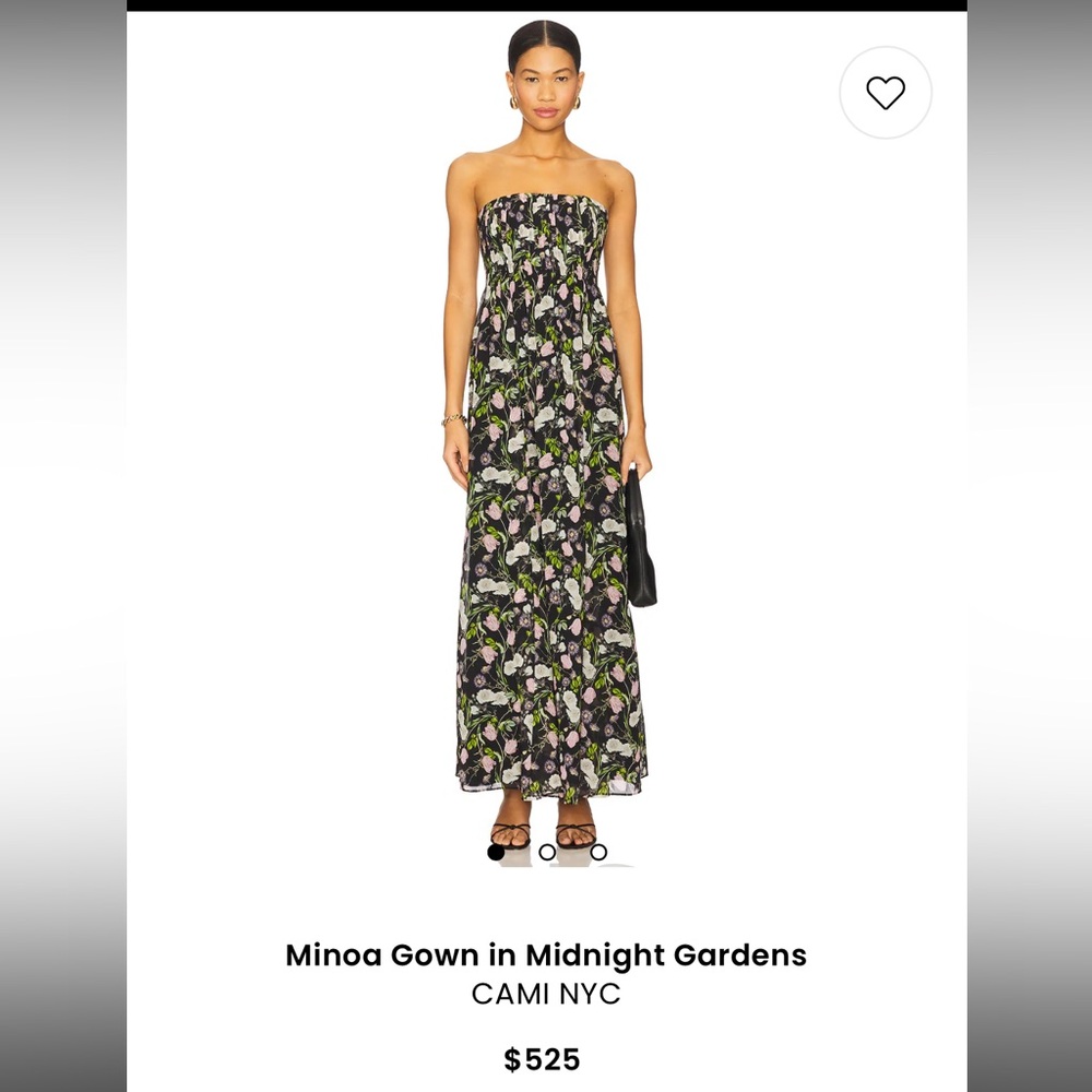 Cami NYC Minoa Black Floral Strapless Maxi Dress Brand New with Tags 0